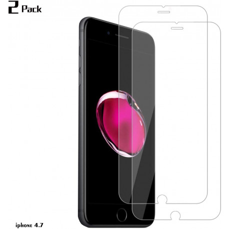 2 Pack pour iPhone 7s / iPhone 8s Verre Trempé, HD Protection Ecran. 9H Dureté. 2.5D