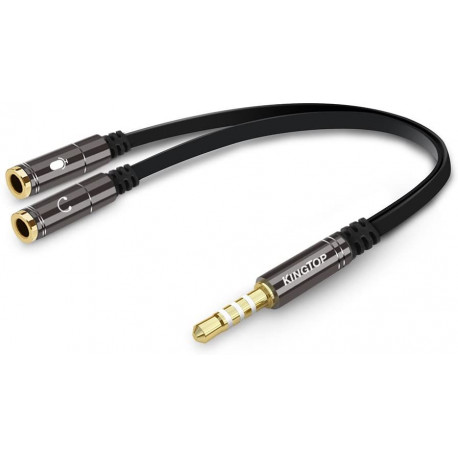 KINGTOP Câble Adaptateur Audio 3,5mm Mâle vers Double Sorties Jack 3,5mm Femelle Répartiteur Audio et Micro