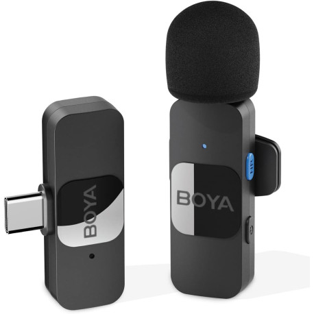 Boya Micro Cravate, Micro Cravate sans Fil USB-C pour Smartphone Android/Type-C/Gopro/Action