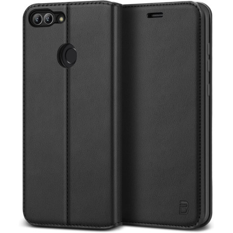 Coque pour Huawei P Smart, Etui Huawei P Smart en Cuir Premium Flip Case Portefeuille